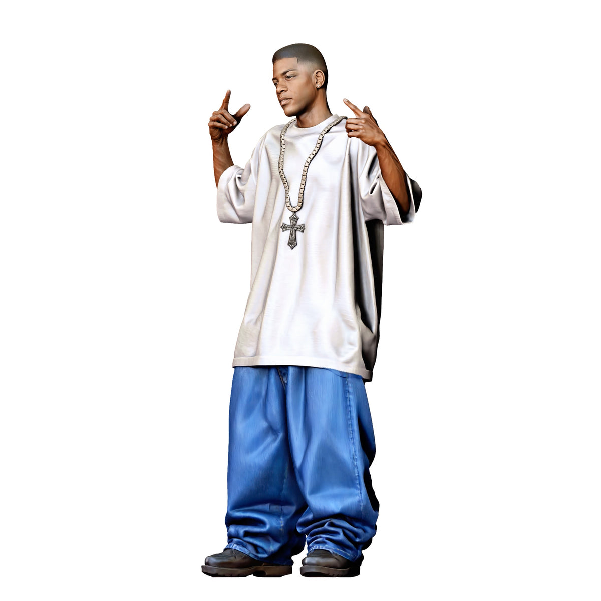 Diorama model-making product photo 4: Standing figure: man in loose casual clothing with raised hands (Ref. No. 529)