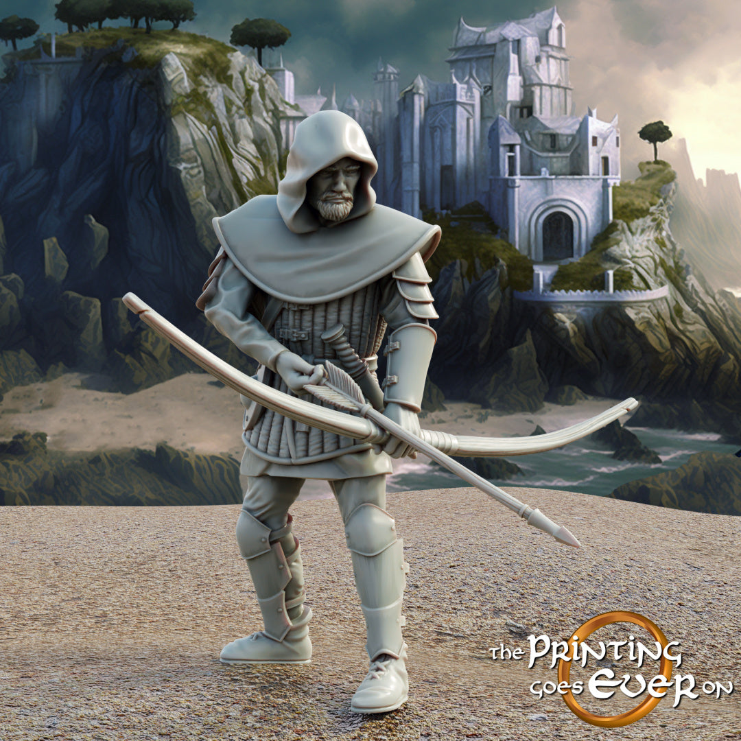 Product photo medieval historical figure 75mm Scale The Printing Goes Ever On (TPGEO) 0: Medieval Knight Figures Allied Archer C - Allied Troops