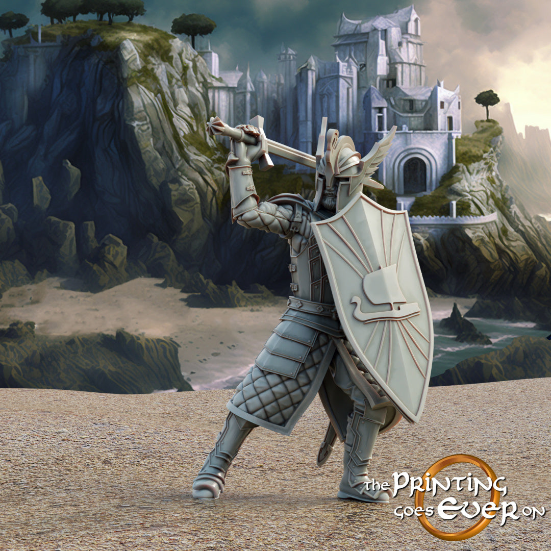 Product photo medieval historical figure 75mm Scale The Printing Goes Ever On (TPGEO) 0: Medieval Knight Figures Allied Knight Swordsman C - Allied Troops