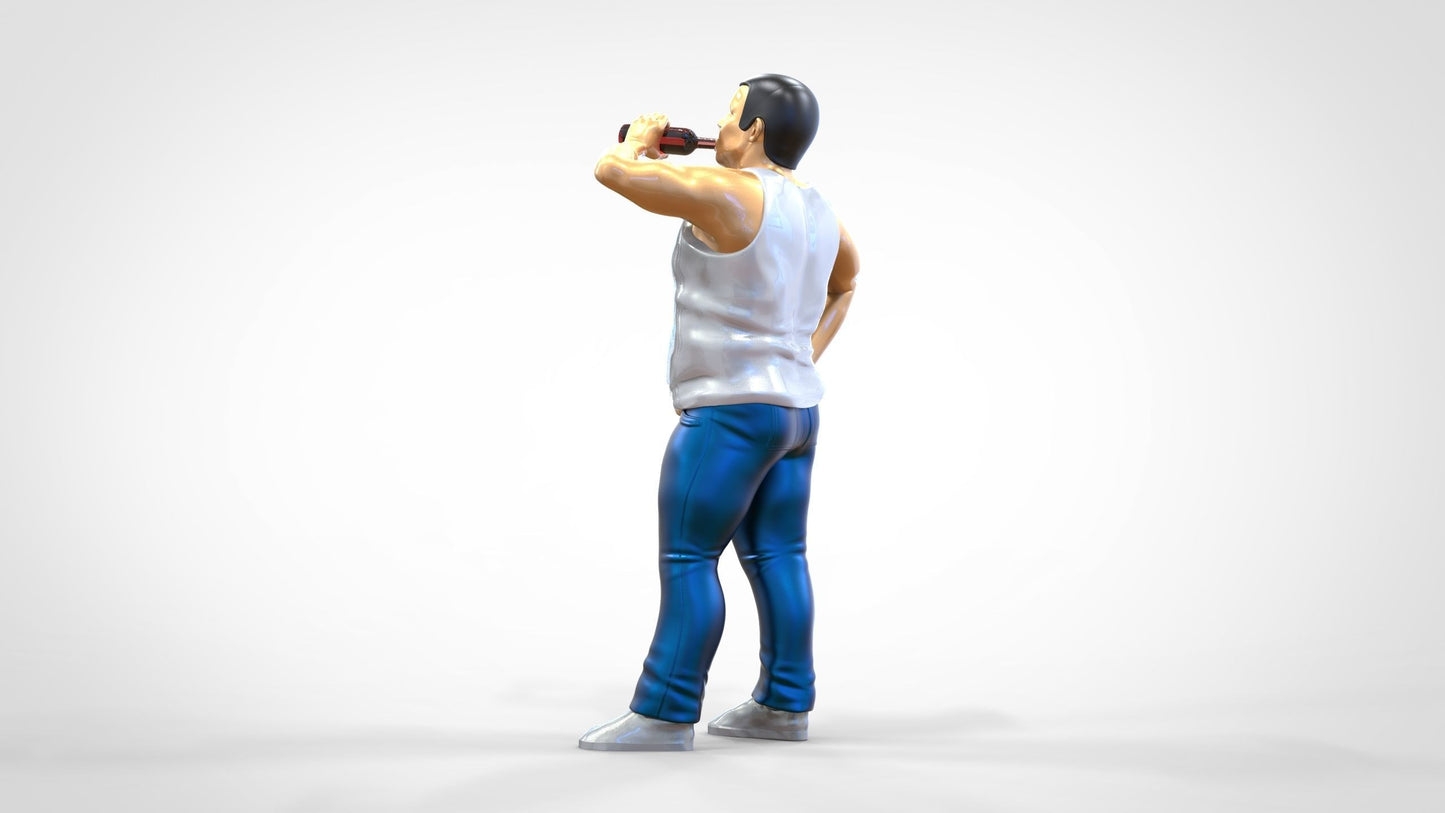 Produktfoto  0: Mann mit Bierflasche und Bierbauch