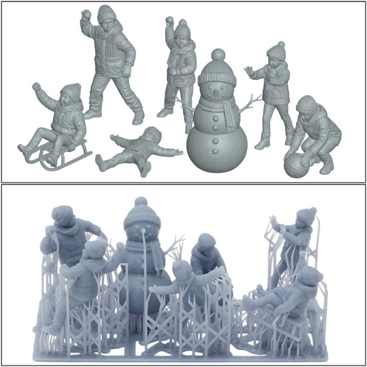 Diorama Model Building Product Photo 0: Winter Children - 7 Figures - Snowman and Snowball Fight