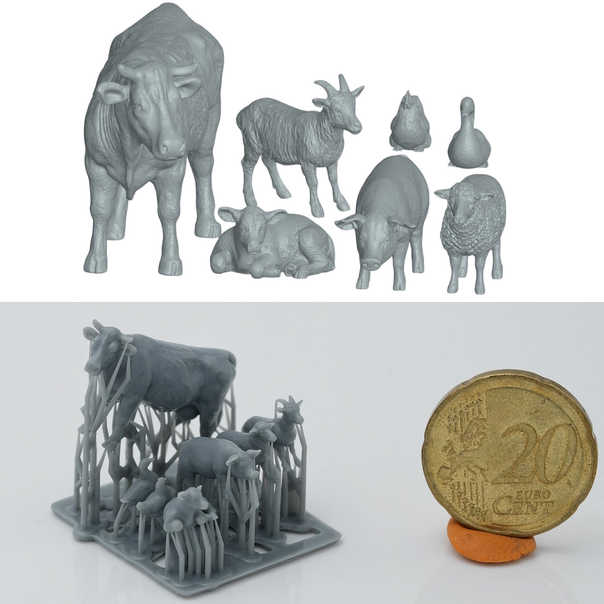 Produktfoto Tier Figur Diorama, Modellbau: 0: 7 Bauernhof Tier-Figuren: Kuh, Ziege, Schaf, Schwein, Huhn, Gans und Lamm (Ref a052)