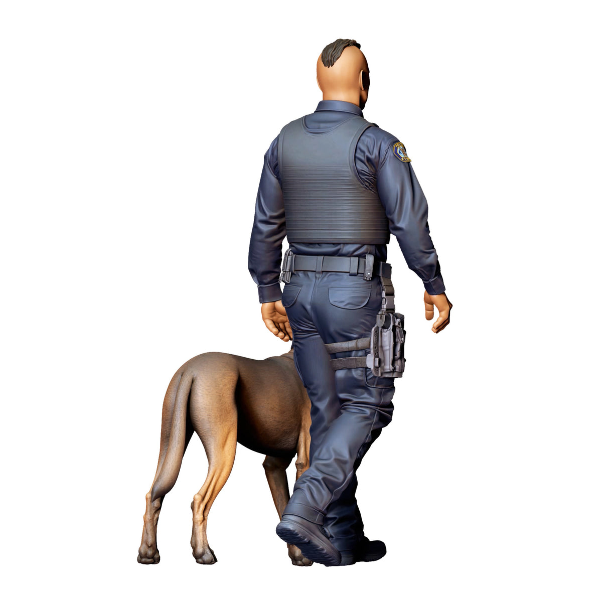 Diorama model making product photo 3: Standing figure: police officer in operational gear with service dog (Ref. No. 524)