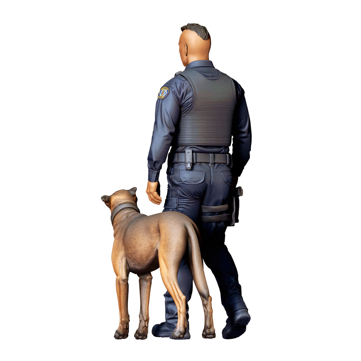 Diorama model kit product photo 4: Standing figure: police officer in tactical gear with service dog (Ref. No. 524)