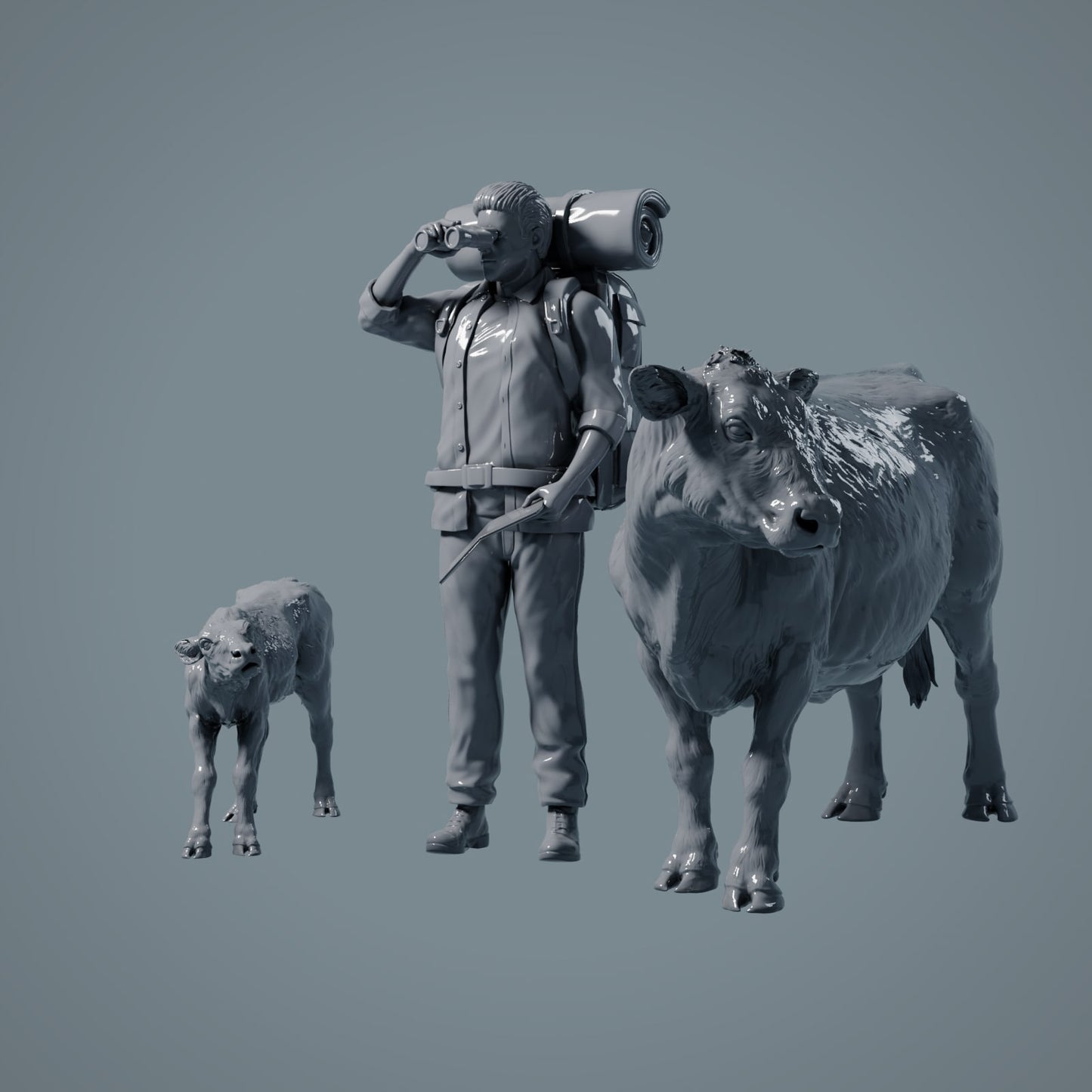 Farm Animal Figure: Cow and Calf - Red Devon Cow (a029)