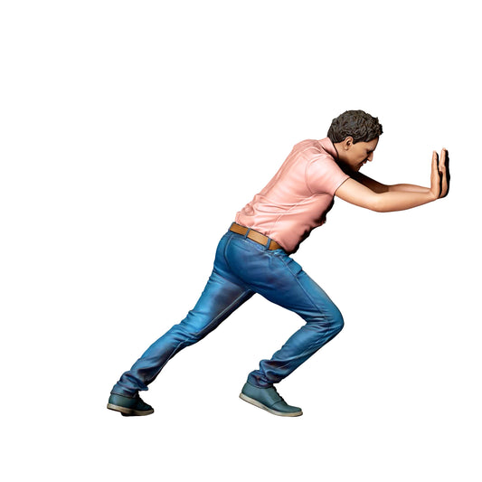 Diorama model-making product photo 0: Standing figure: man leaning forward in a pushing pose (Ref. No. 527)