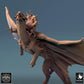 Product photo Tabletop 28mm Lord of the Print (LotP) 0: Fantasy miniature: Dragon Rider on Wyvern - Brass Dragon in flight, Chaos Knight Boss/Hero, Air Cavalry for Wargame/Skirmish (24_08_A3)