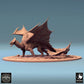 Product photo Tabletop 28mm Lord of the Print (LotP) 1: Tabletop miniature: Legendary dragon in a crouched combat stance, wings fully spread - Wyvern/Wyrm boss monster, dragon miniature for wargaming & diorama (24_08_H)