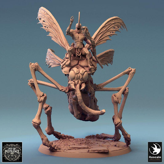 Product photo Tabletop 28mm Lord of the Print (LotP) 0: Tabletop miniature: Demon Rider on Giant Mosquito, Mosquito Rider, Barbarian Beast Rider, Monster Cavalry, Swarm Lord (24_08_E7)