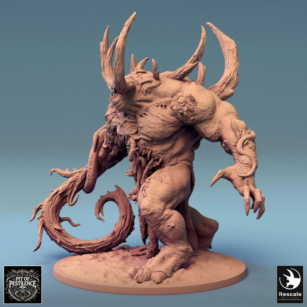 Product photo Tabletop 28mm Lord of the Print (LotP) 0: Tabletop miniature: Demon Lord, Corruption Demon, Hell Beast with Tentacle Arm, Claws, and Horns, Boss Monster (Ulcerated Colossus) (24_08_K)
