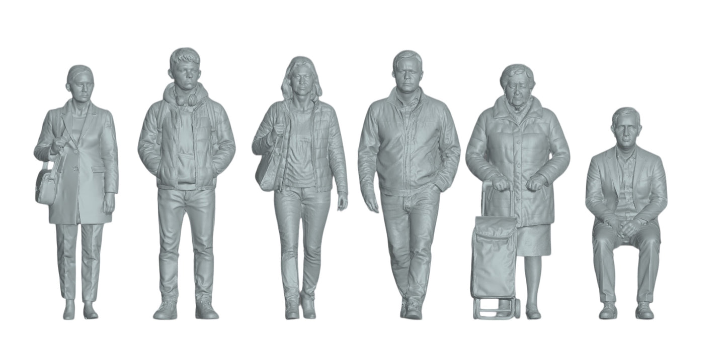 Diorama model building product photo 2: Passersby figures set 2 - 6 figures (h0_29)