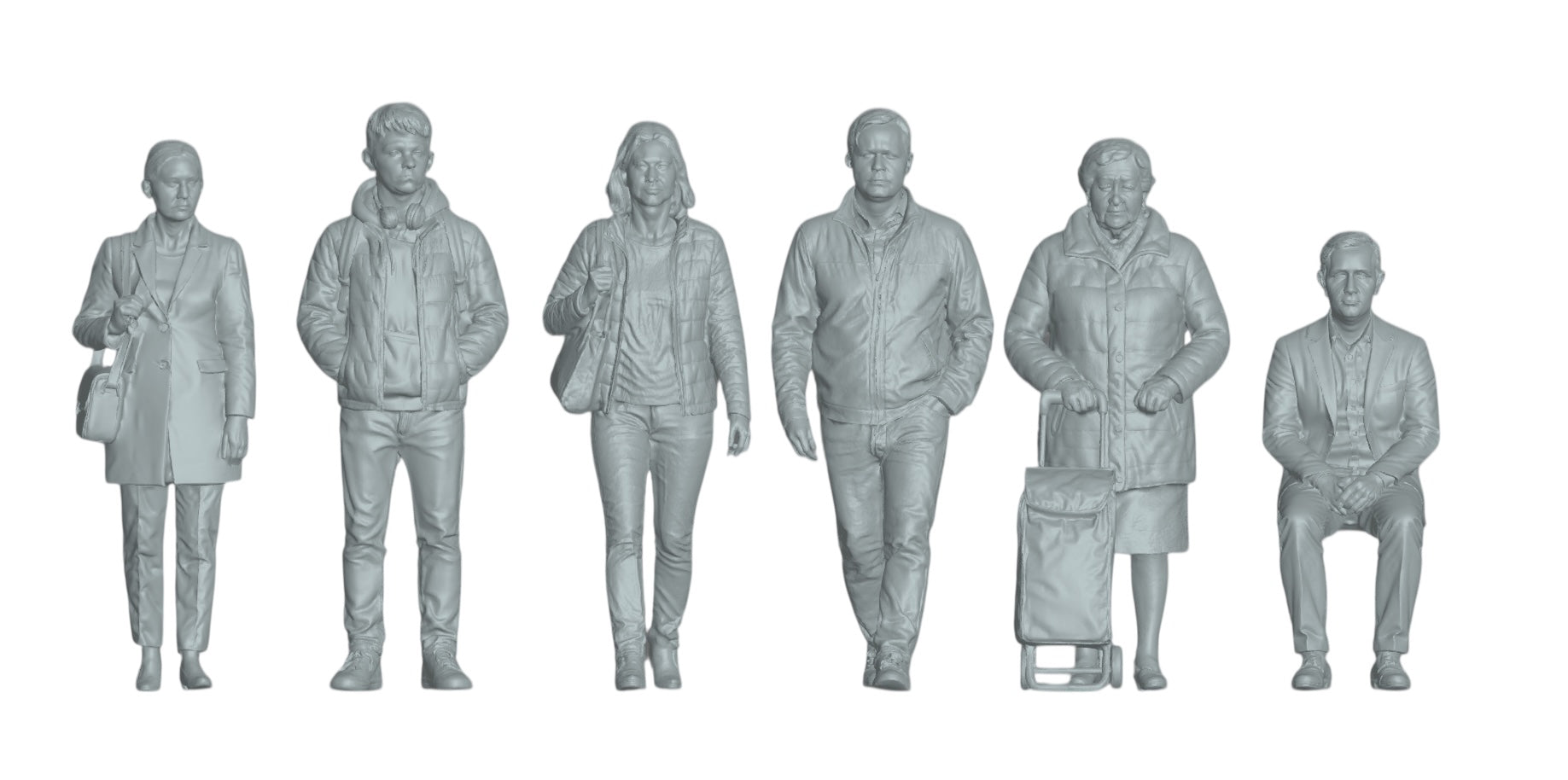 Diorama model building product photo 2: Passersby figures set 2 - 6 figures (h0_29)