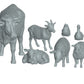 Produktfoto Tier Figur Diorama, Modellbau: 0: 7 Bauernhof Tier-Figuren: Kuh, Ziege, Schaf, Schwein, Huhn, Gans und Lamm (Ref a052)