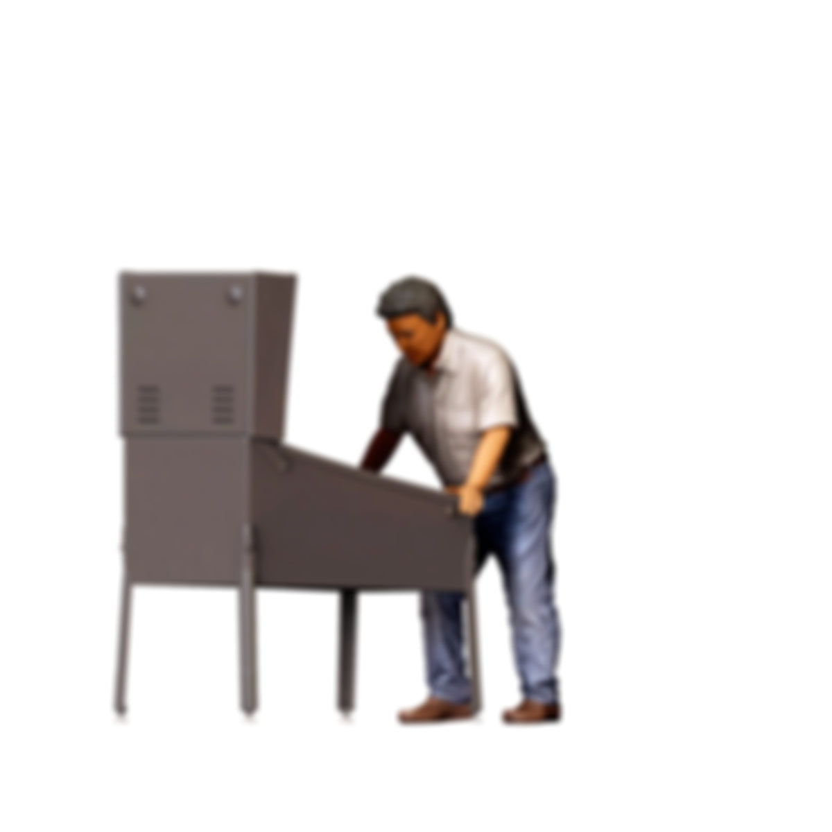 Diorama model-making product photo 0: Standing figure: man at a pinball machine with both hands (Ref. No. 519)