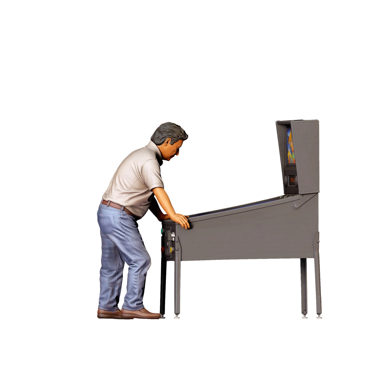 Diorama model-making product photo 2: Standing figure: man at the pinball machine with both hands (Ref. No. 519)