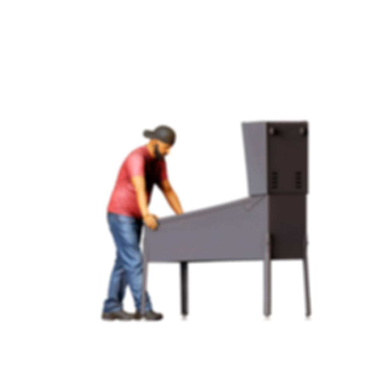 Diorama model-making product photo 1: Standing figure: man leaning forward at a pinball machine (Ref. No. 521)