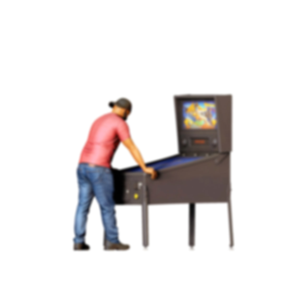 Diorama model-making product photo 3: Standing figure: man leaning forward at a pinball machine (Ref. No. 521)