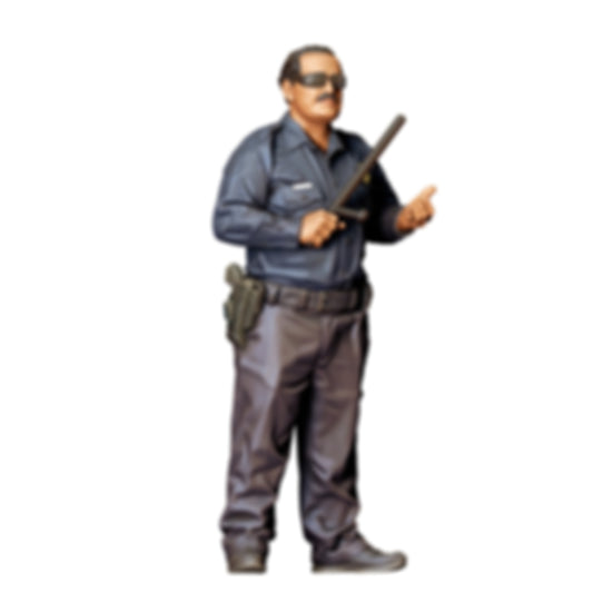 3DP Miniatures 0: Stehende Figur: Polizist mit Schlagstock & Holster am Gürtel (Ref. Nr. 498)