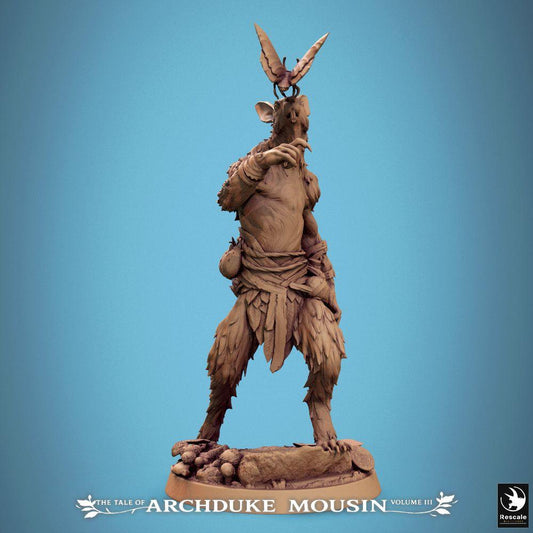 Product photo Tabletop 28mm Lord of the Print (LotP) 0: Tabletop miniature: Ratman Shaman - Rodent Druid, Forest Shaman, Tribal Seer with Butterfly Spirit, Warband Leader, Spellcaster (25_07_Q29)