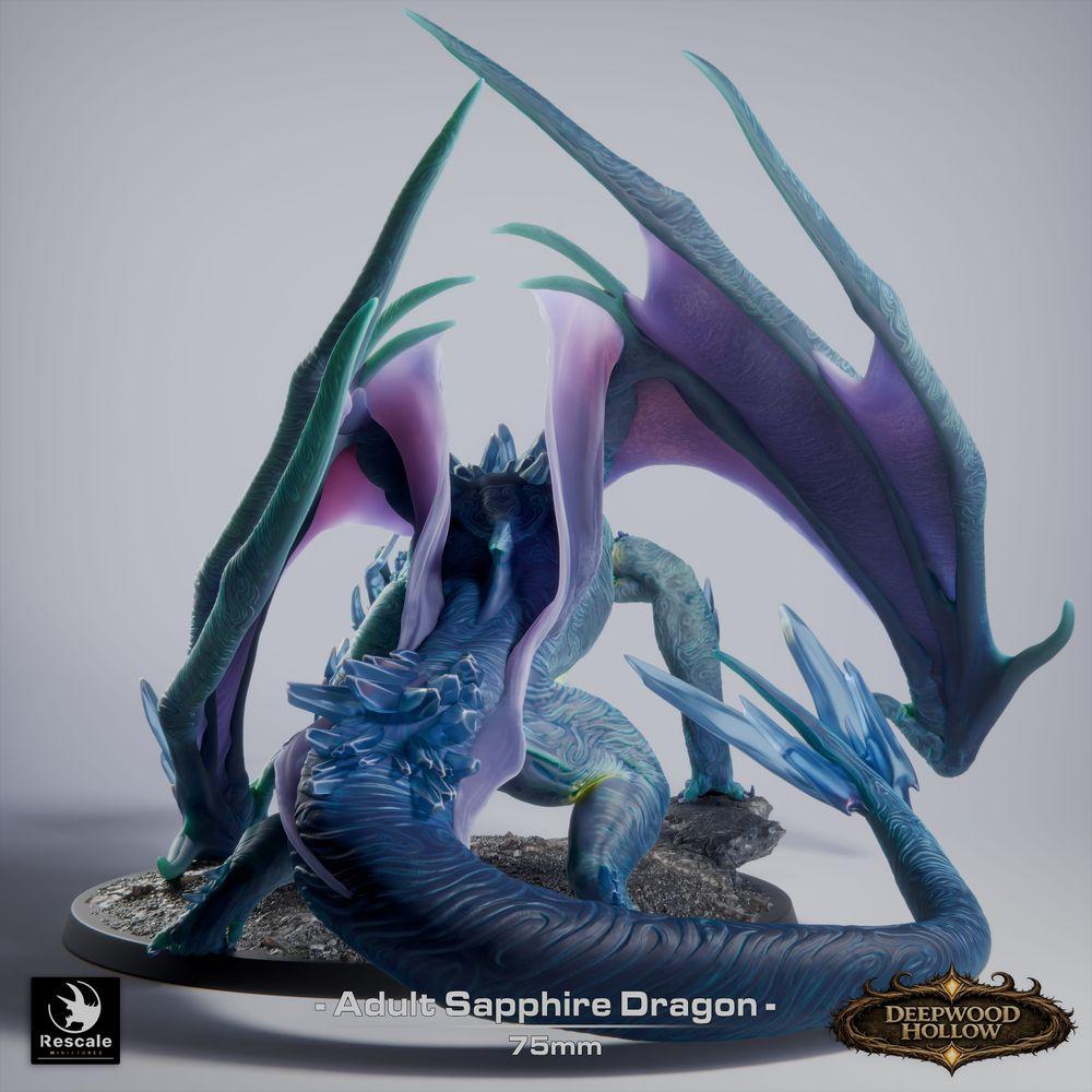 Product photo Tabletop 28mm Lord of the Print (LotP) 0: Tabletop miniature: Sapphire Dragon (adult), Crystal Dragon, Gem Dragon, Great Dragon, Boss Monster, ready to leap, Breath Attack (26_03_C1)