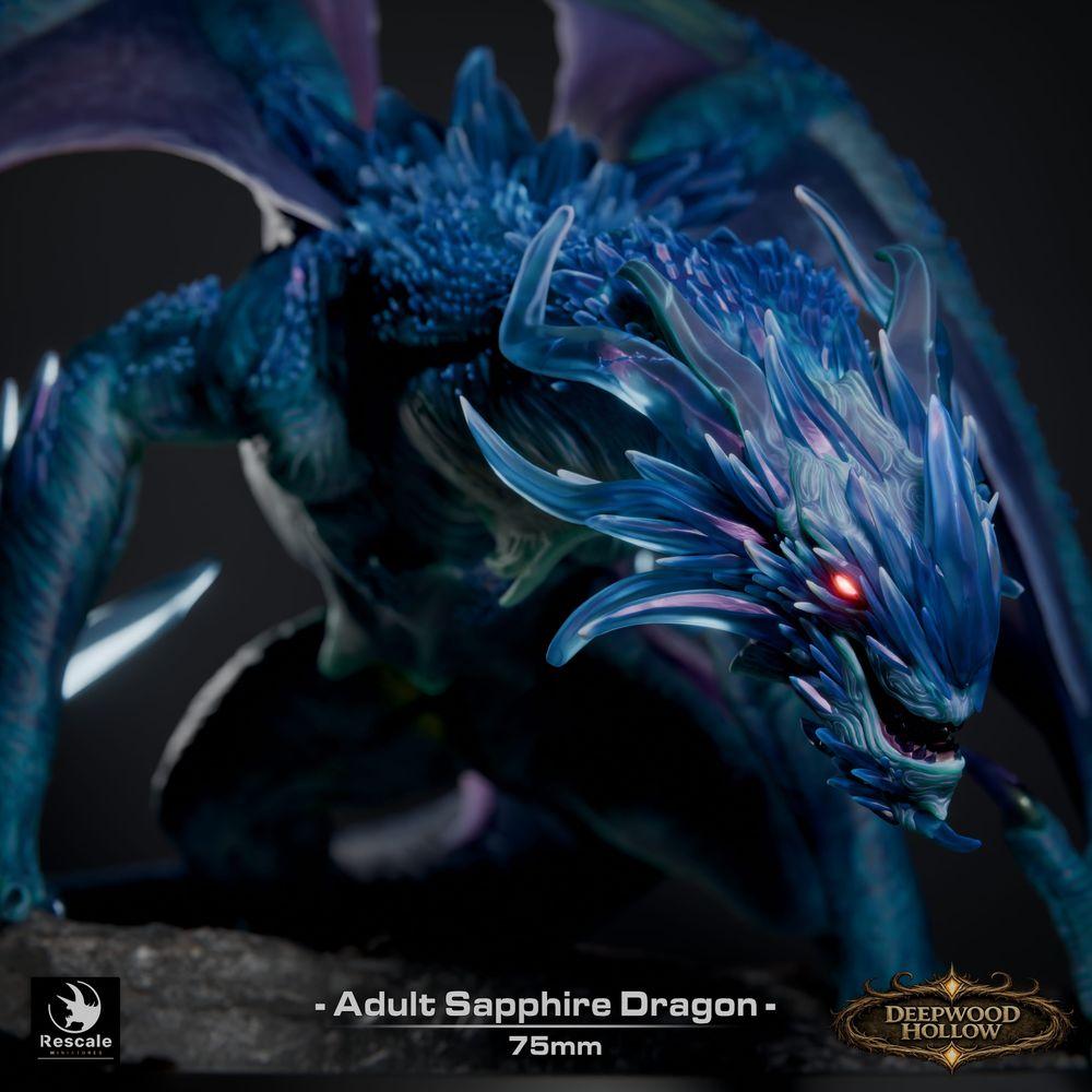 Product photo Tabletop 28mm Lord of the Print (LotP) 1: Tabletop miniature: Sapphire Dragon (adult), Crystal Dragon, Gem Dragon, Great Dragon, Boss Monster, ready to leap, Breath Attack (26_03_C1)