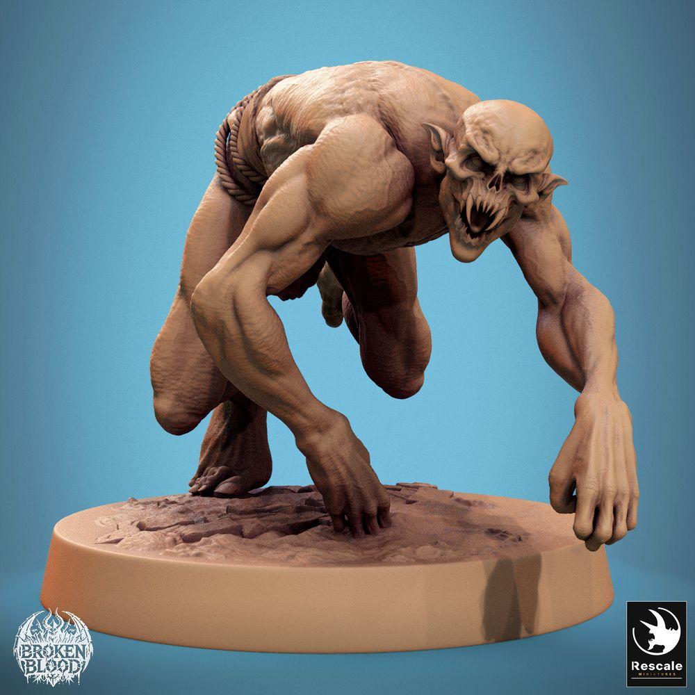 Product photo Tabletop 28mm Lord of the Print (LotP) 0: Tabletop miniature: Wild Ghoul / Tomb Horror, Cave Crawler in Jump Attack (24_11_B23)