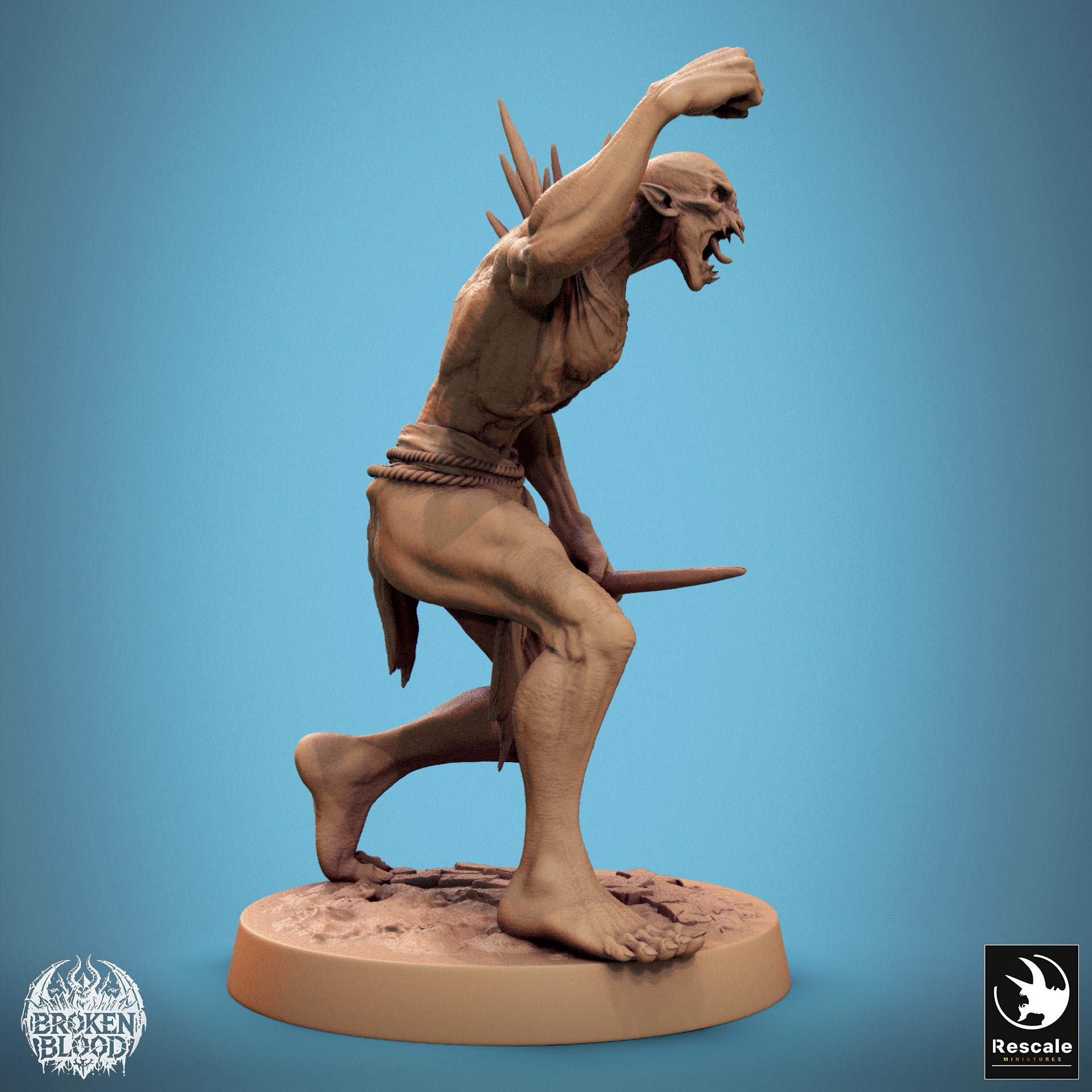 Product photo Tabletop 28mm Lord of the Print (LotP) 1: Tabletop miniature: Savage Ghoul Berserker - Demon spawn, roaring hell beast, melee abomination (24_11_B39)