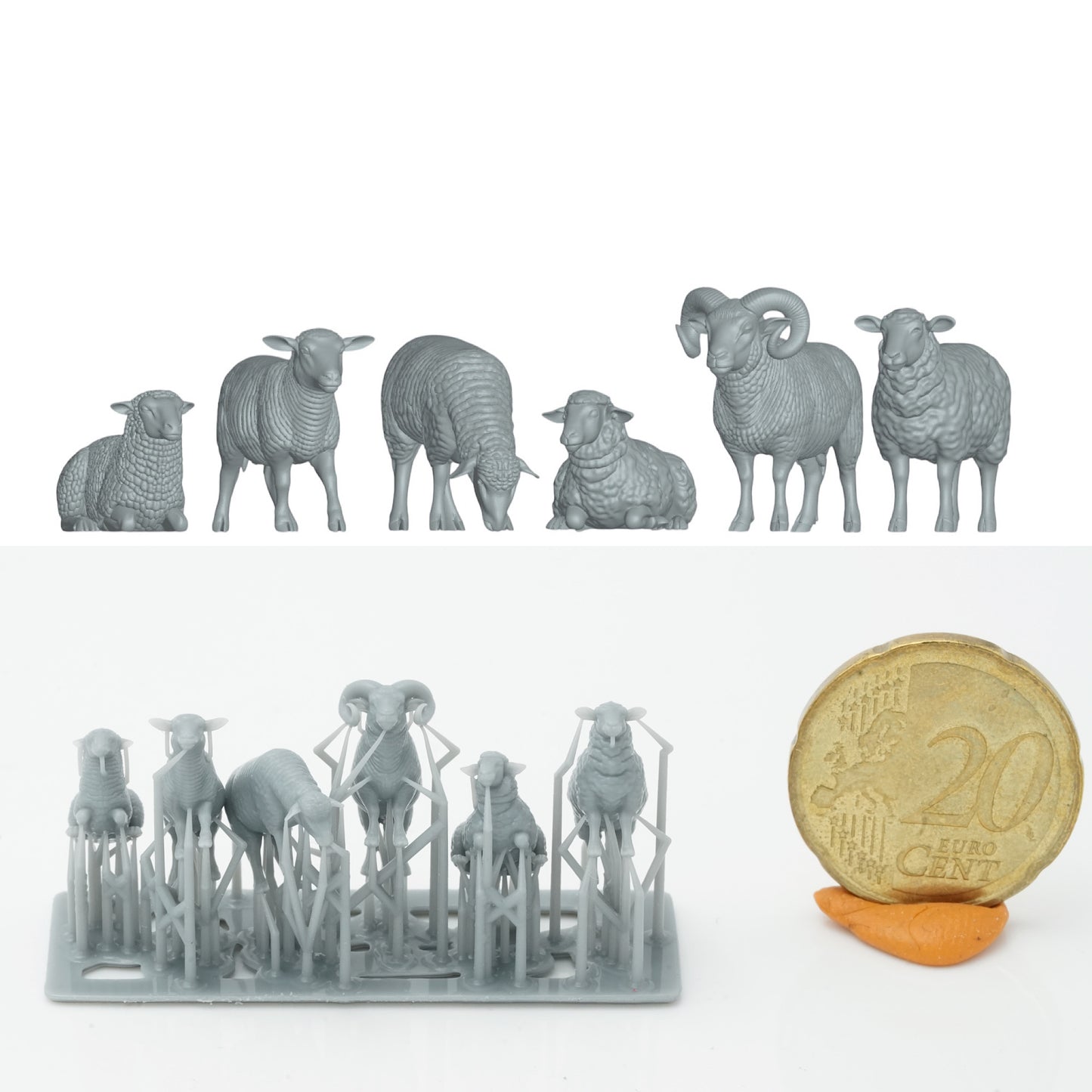 Product photo Animal Figure Diorama, Model Building: 0: Farm Animal Figures: Pig Set - 6 Pigs (Ref a051)