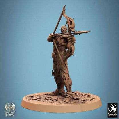 Product photo Tabletop 28mm Lord of the Print (LotP) 0: Tabletop miniature: Elf archer with longbow, wood elf ranger and scout - Sentinel of Aetherium (24_09_D1)