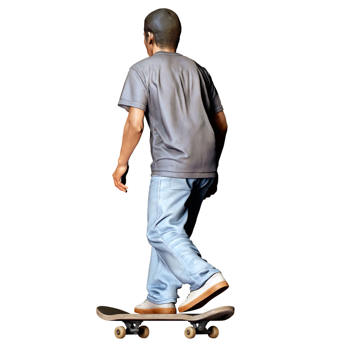 Diorama model-making product photo 3: Standing figure: skateboarder in a dynamic pose on a skateboard (Ref. No. 530)