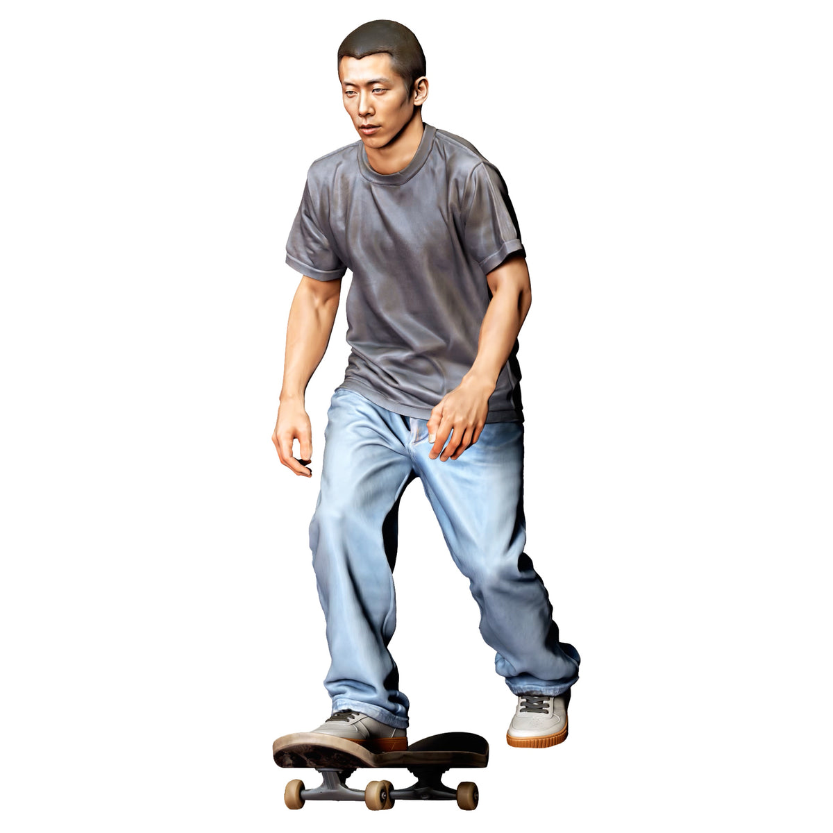 Diorama model-making product photo 4: Standing figure: skateboarder in a dynamic pose on a skateboard (Ref. No. 530)