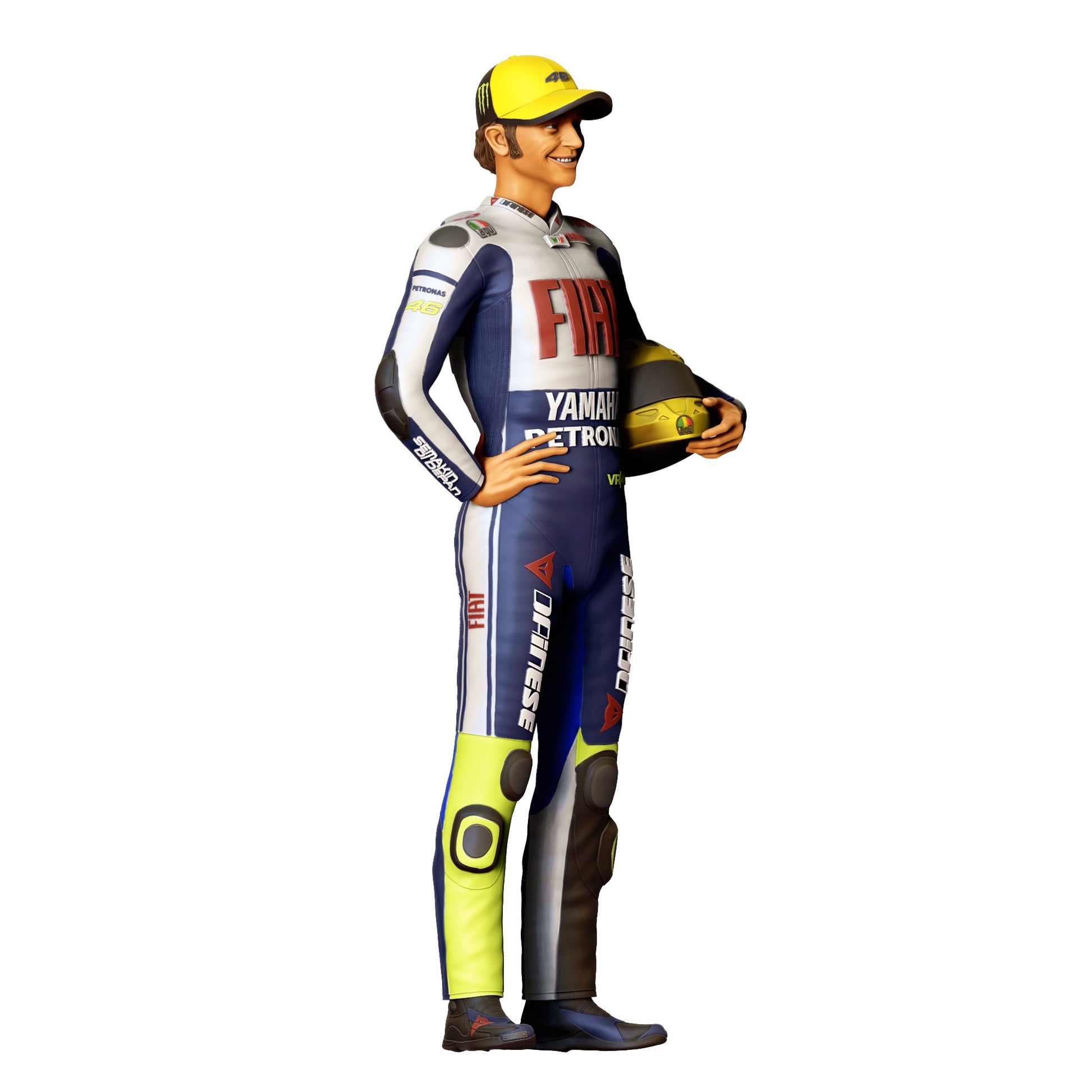 Diorama Modellbau Produktfoto 0: Motorrad Rennfahrer mit Helm – Figur im Rennanzug (Ref. Nr. 416)