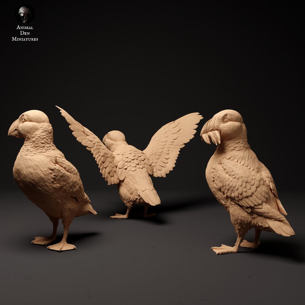 Product photo animal figure Animal Den Miniatures 1: Seabird animal figure: Atlantic puffins (24_01_59)