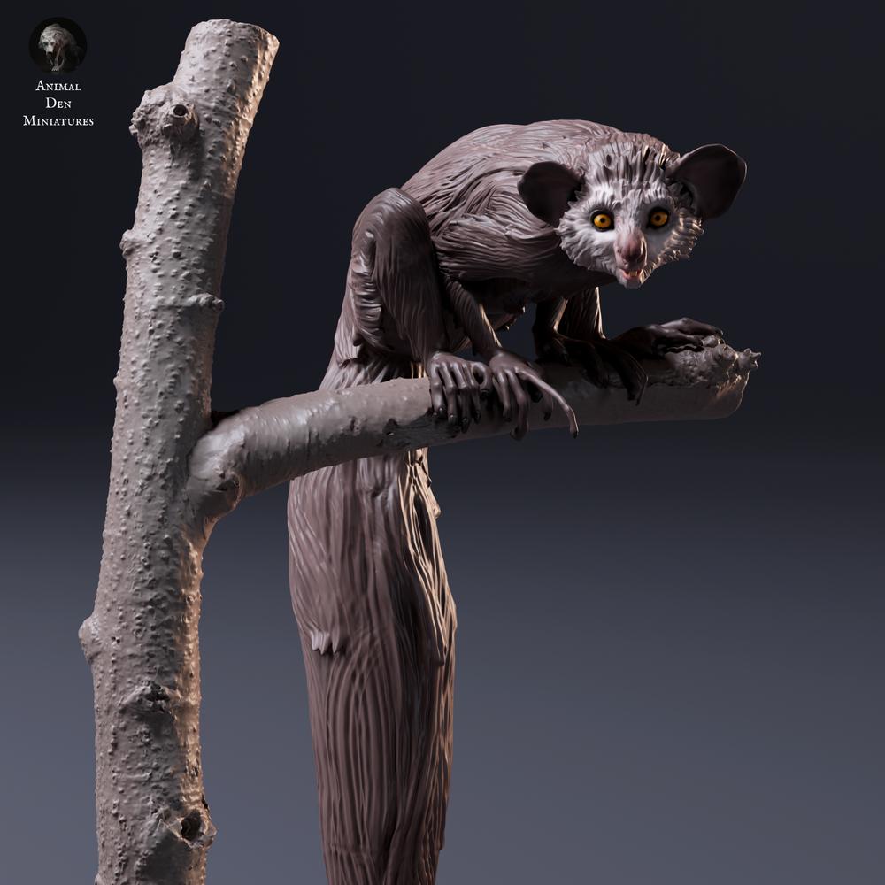 Product photo of animal figure Animal Den Miniatures 6: Wildlife figure: Aye-aye sitting in a tree (26_10_05)