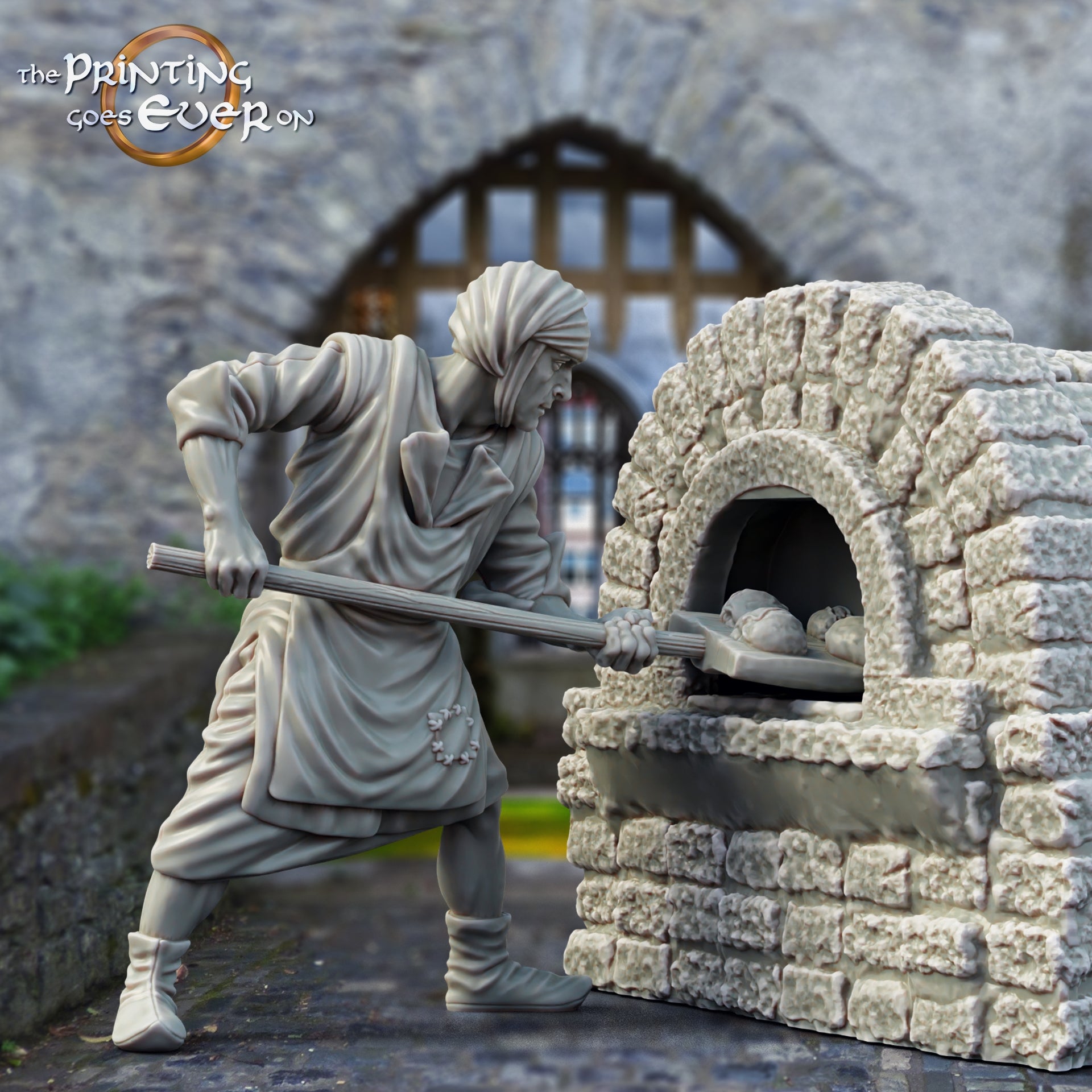Produktfoto mittelalterliche historische Figur 75mm Scale The Printing Goes Ever On (TPGEO)  0: Mittelalterliche Ritter Figuren Dorfbewohner Bäcker Mittelalterliche Stadt