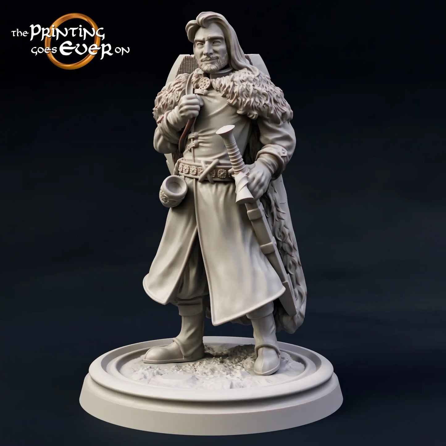 Product photo Tabletop 28mm The Printing Goes Ever On (TPGEO) 0: 9 Heroes in Wanderer Pose: Companions of Humans, Elves, Dwarves, and Halflings - Wanderer