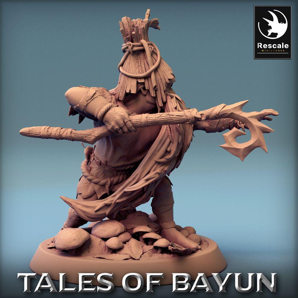 Product photo Tabletop 28mm Lord of the Print (LotP) 0: Mage Figure: Forest Shaman / Nature Druid / Mushroom Shaman / Rune Mage, summoning with Crystal Dagger (Borovichok Attack) (24_01_A2)