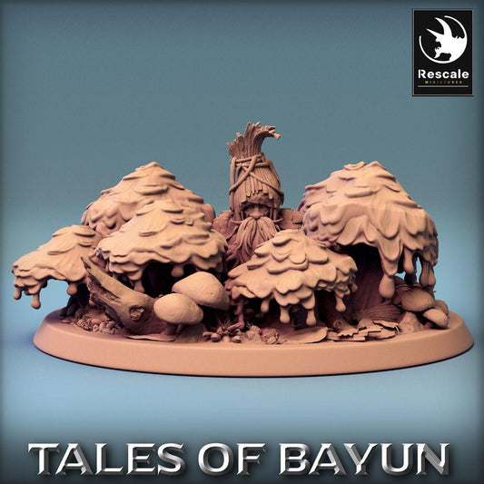 Product photo Tabletop 28mm Lord of the Print (LotP) 0: Tabletop miniature: Borovichok Hide - Forest Shaman in the Mushroom Grove, Druid, Guardian of the Grove, Mushroom Sorcerer Diorama (24_01_A3)