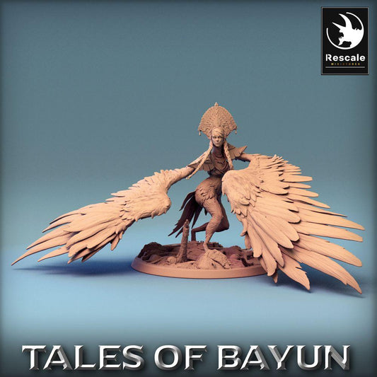 Product photo Tabletop 28mm Lord of the Print (LotP) 0: Fantasy Figure: Harpy Miniature / Harpy, Winged Monster, Winged Warrior (24_01_I3)