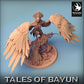 Product photo Tabletop 28mm Lord of the Print (LotP) 0: Fantasy Figure: Angel Seraph, Winged Paladin, Valkyrie, Harpy on Spellbook (24_01_I4)