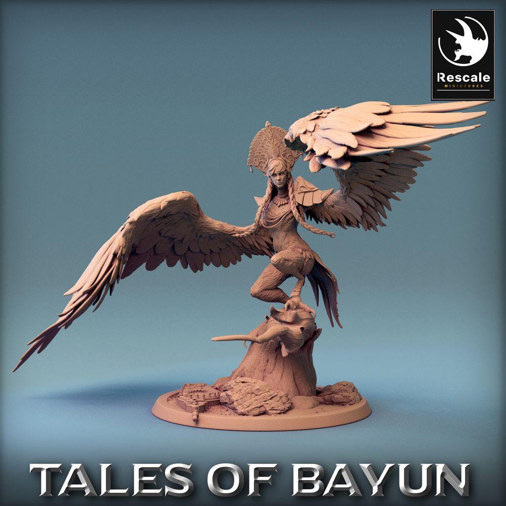 Product photo Tabletop 28mm Lord of the Print (LotP) 0: Tabletop miniature: Harpy - winged warrior, Harpy queen, boss model (24_01_I7)