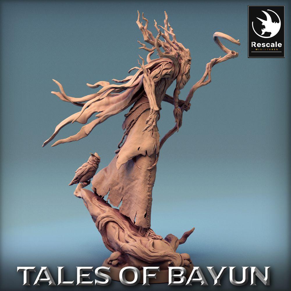 Produktfoto Tabletop 28mm Lord of the Print (LotP) 0: Tabletop Miniatur: Lechy / Leshy, Waldgeist-Druide, Hainwächter, Dryadenfürst mit Stab und Eule (24_01_P)