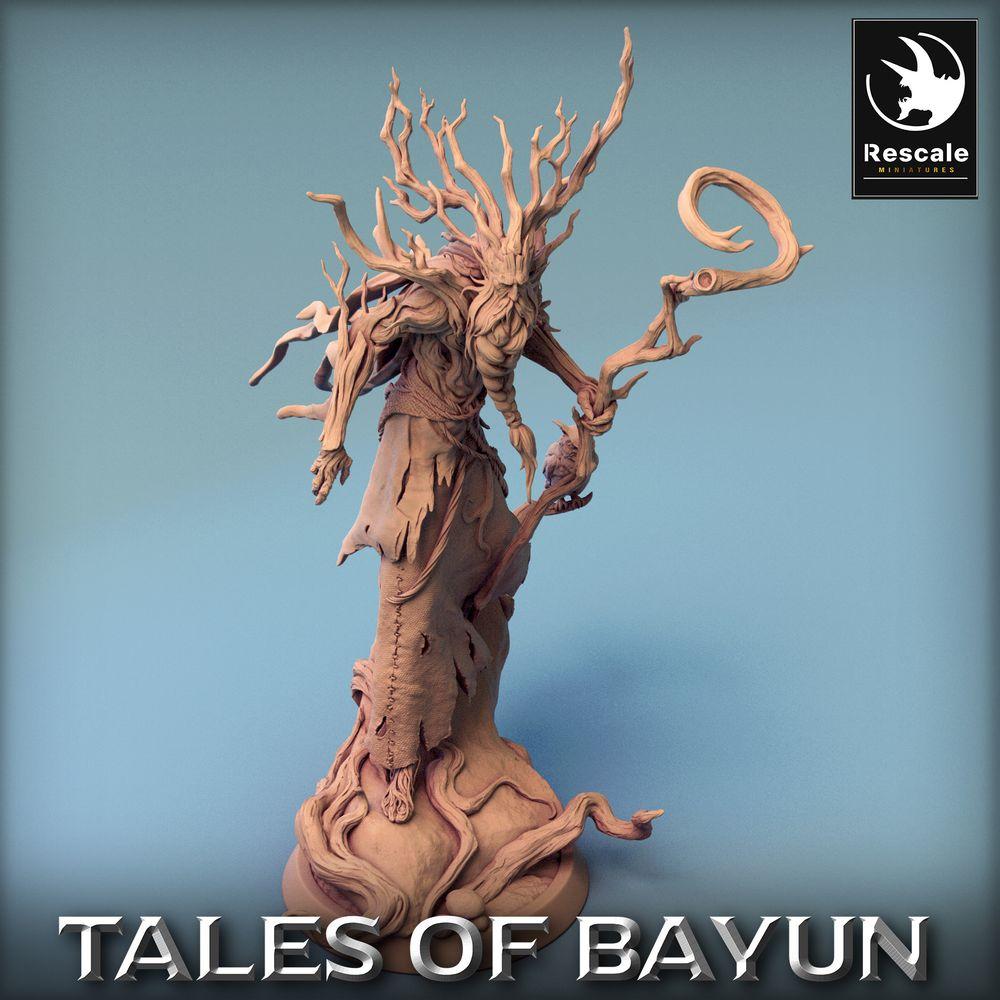 Produktfoto Tabletop 28mm Lord of the Print (LotP) 0: Tabletop Miniatur: Lechy / Leshy, Waldgeist-Druide, Hainwächter, Dryadenfürst mit Stab und Eule (24_01_P)