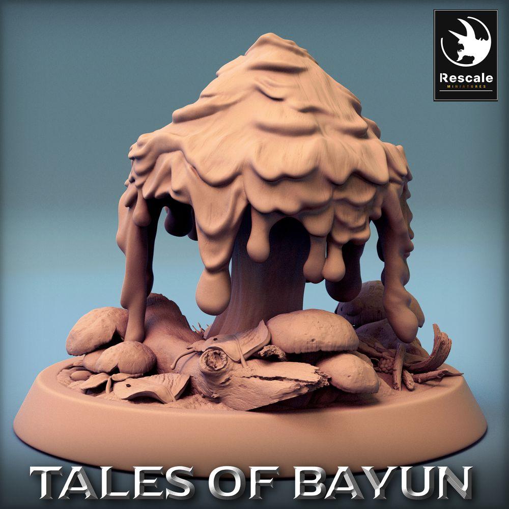 Product photo Tabletop 28mm Lord of the Print (LotP) 0: Tabletop miniature: Mushroom monster, spore creature - Mushroom grove scatter terrain, objective marker (24_01_B)