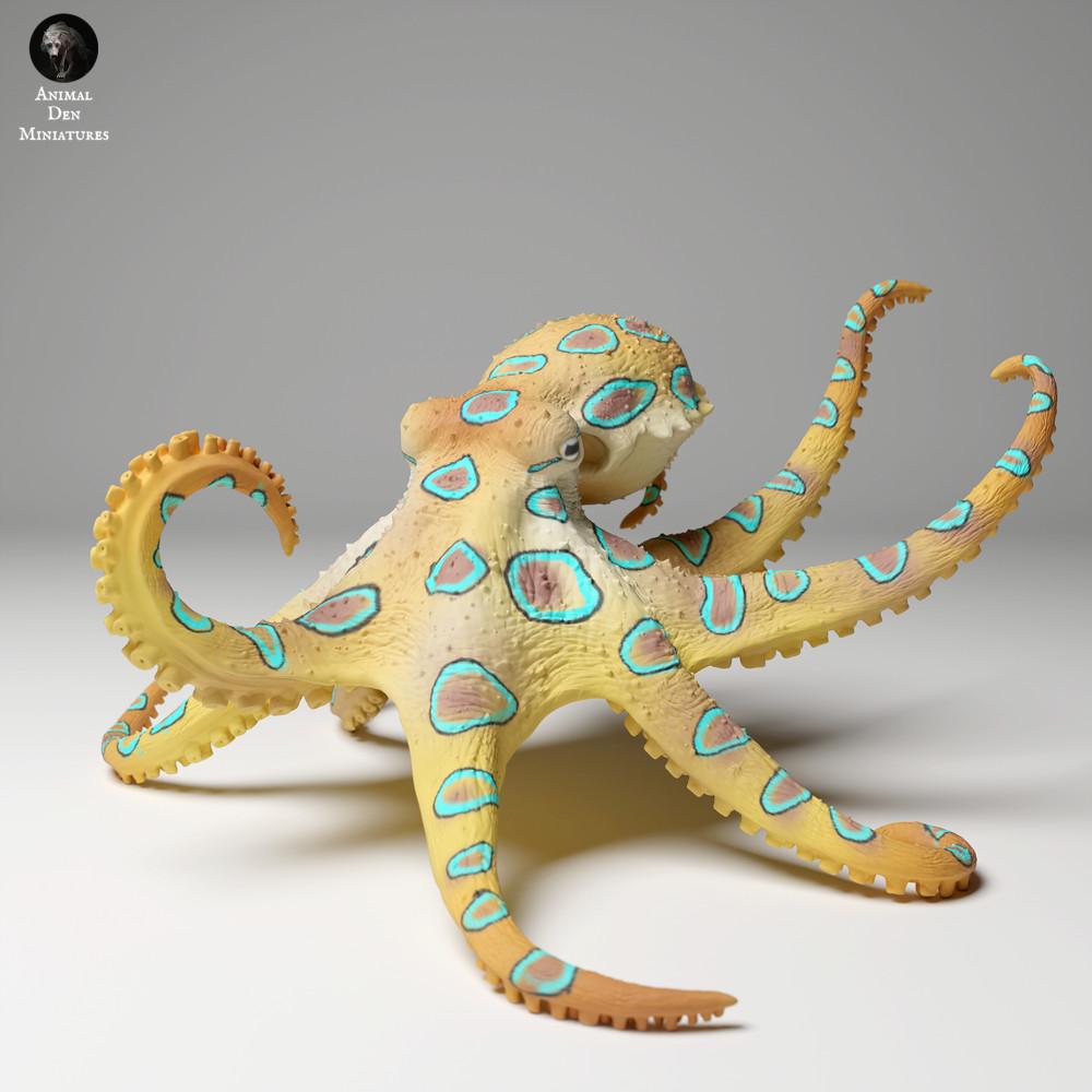 Product photo animal figure Animal Den Miniatures 2: Marine animal figure: Large Blue-Ringed Octopus - swimming (24_05_05)