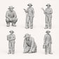 Gardener, gardening and country life - 6 unpainted resin figures in open view