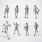 Sports, Leisure and Athletes Figure Set - 8 Unpainted Resin Figures in Open Display
