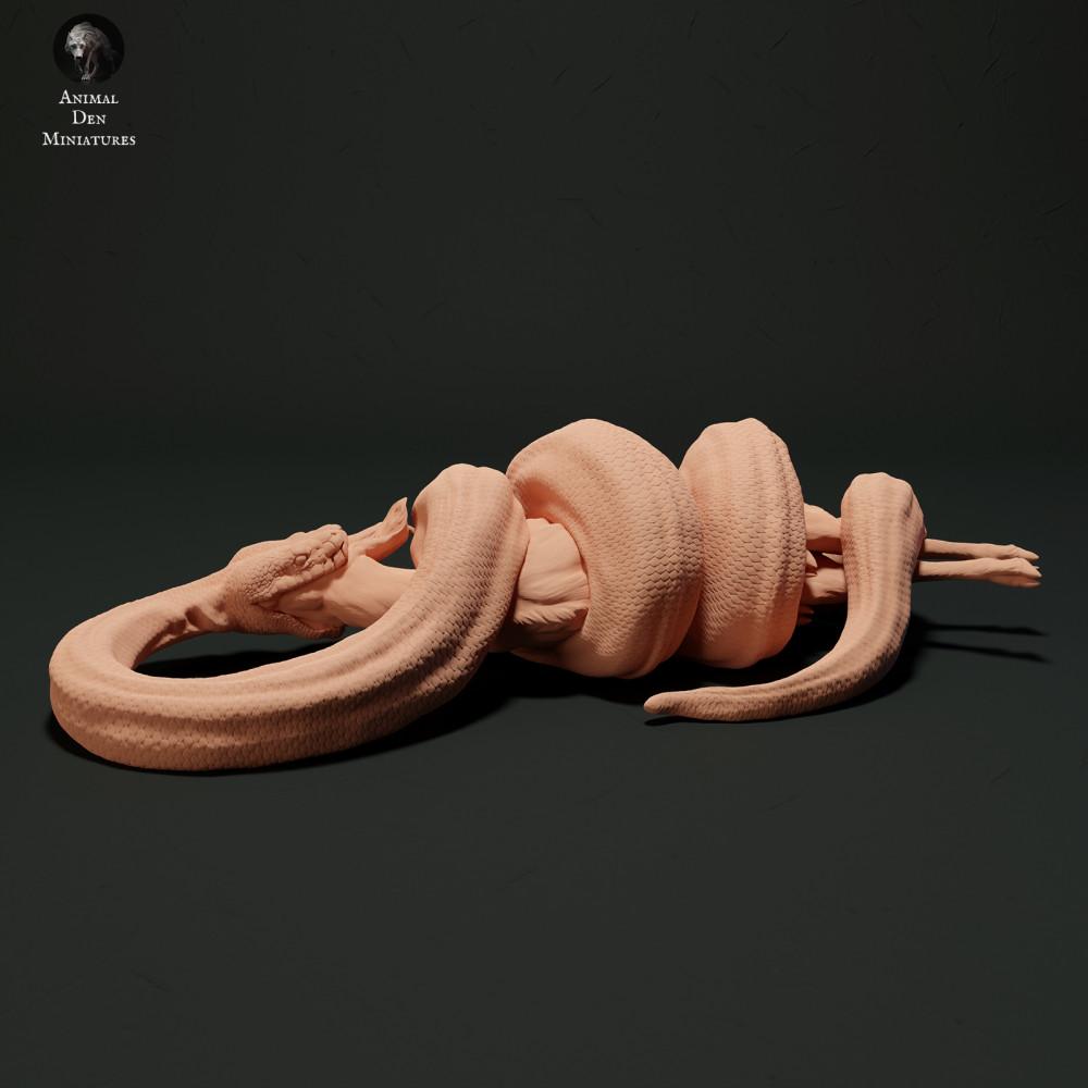 Product photo animal figure Animal Den Miniatures 0: Reptile animal figure: Dark tiger python - eating a muntjac (23_05_11)