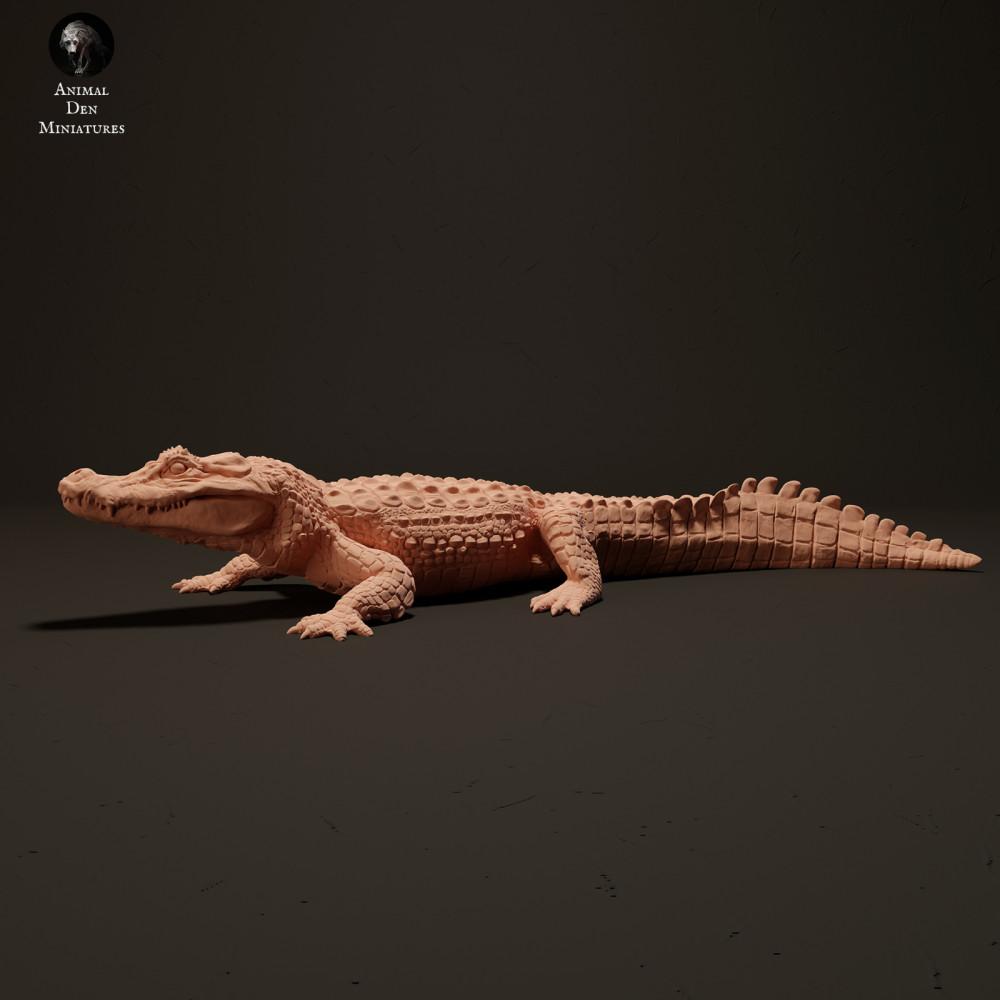 Product photo animal figure Animal Den Miniatures 1: Reptile animal figure: Black caiman - basking in the sun (23_06_07)