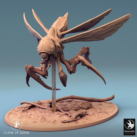 Product photo Tabletop 28mm Lord of the Print (LotP) 0: Tabletop miniature: Insectoid giant beast - giant wasp Mantis demon with sickle claws, flying boss monster for dungeon encounters and skirmish wargaming (Fyrionis Fly) (24_07_D5)
